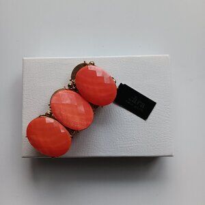 Cara Bracelet Chunky Stretchy Faux Stone Coral Gold Costume Jewelry 2" Gifts